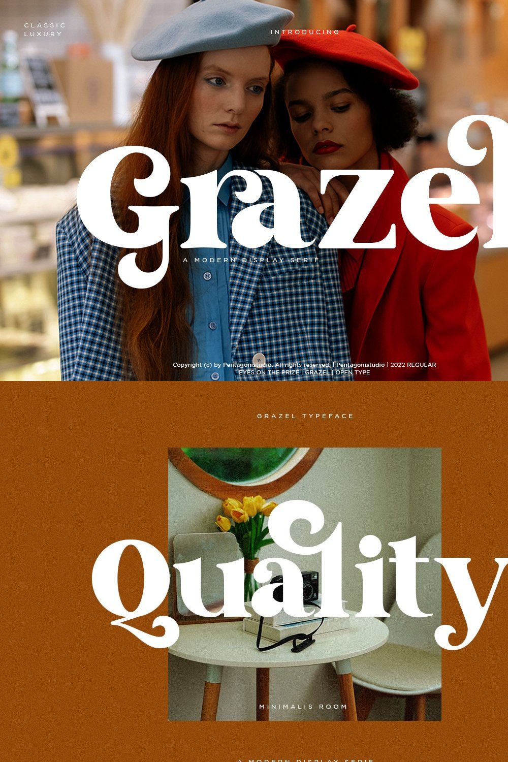 Grazel | Modern Display Serif pinterest preview image.