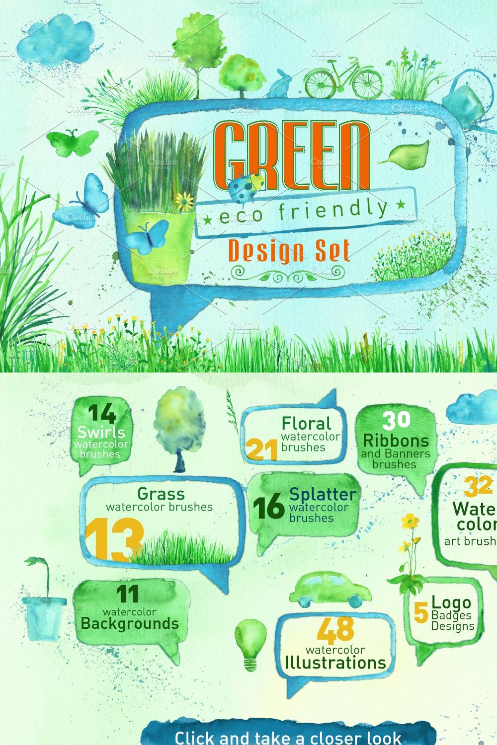 Green Design Set pinterest preview image.