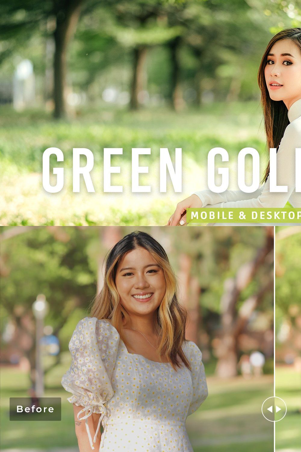 Green Gold Quartz Lightroom Presets pinterest preview image.