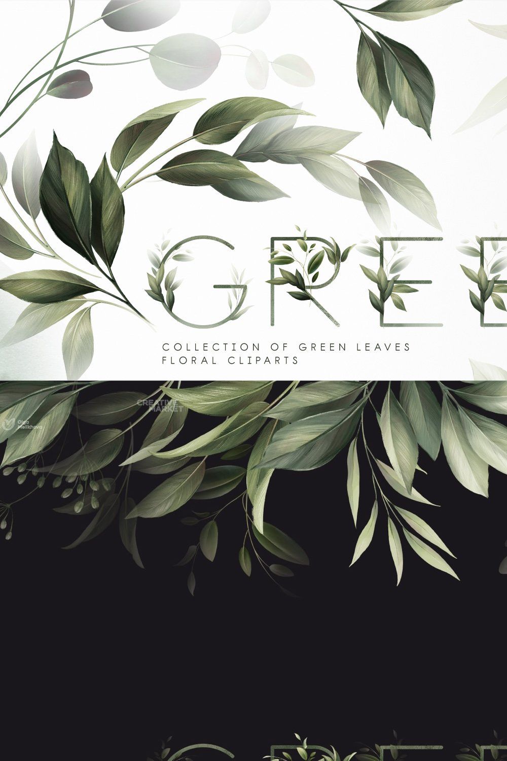 Green leaves - greenery clipart pinterest preview image.