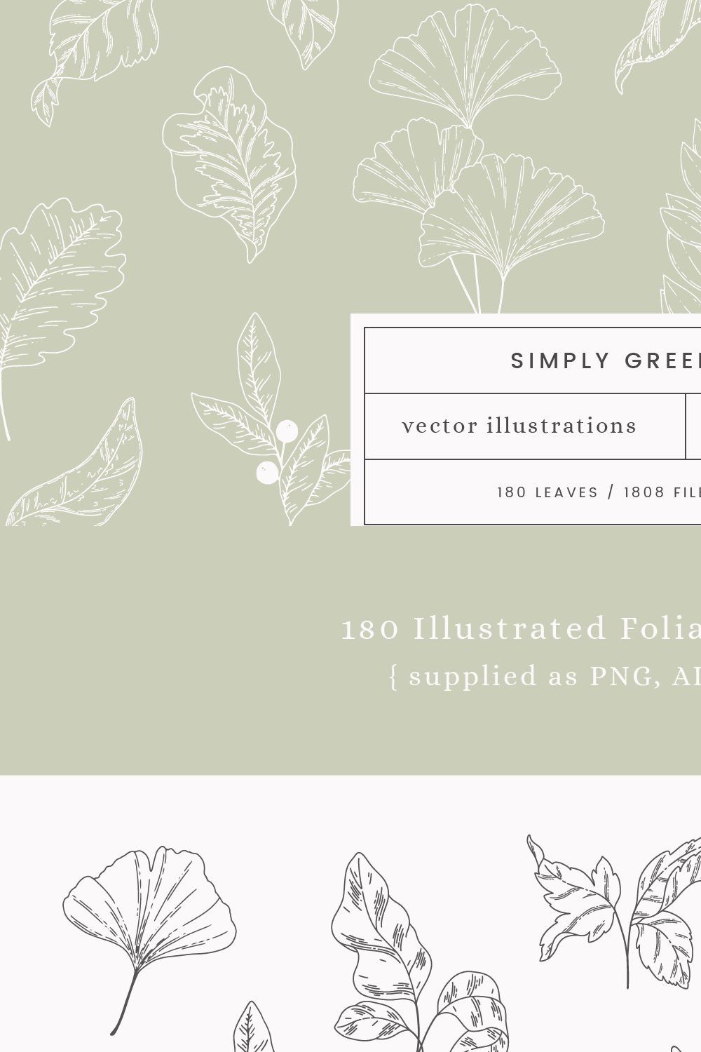 Greenery Vector Illustrations pinterest preview image.