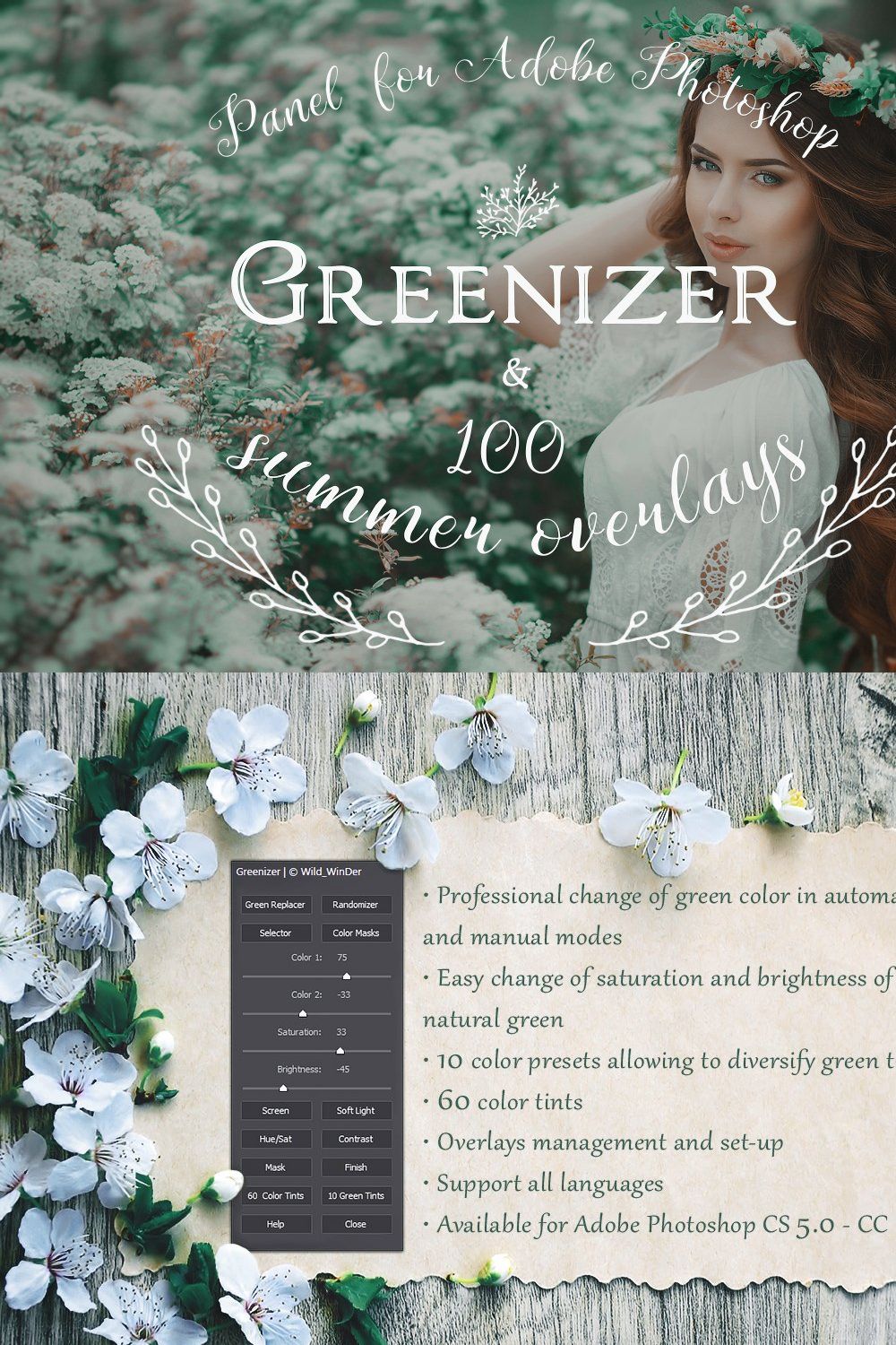 Greenizer & 100 Summer Overlays pinterest preview image.