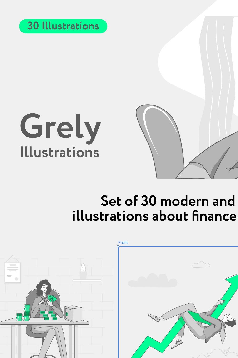 Grely Finance Illustrations pinterest preview image.