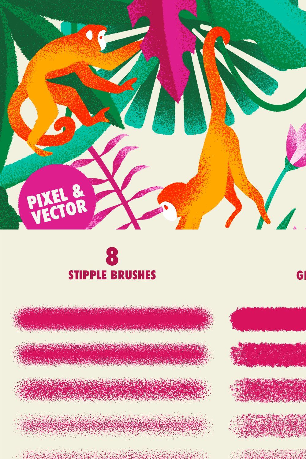 Gritty Grain Brushes Pack - Shaders pinterest preview image.