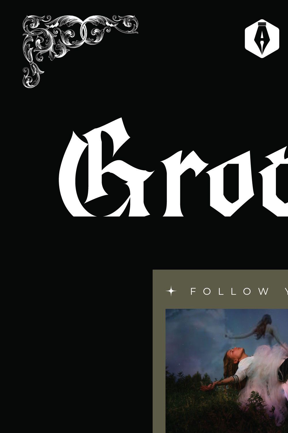 Grogoth - Filthy Gothic Font pinterest preview image.