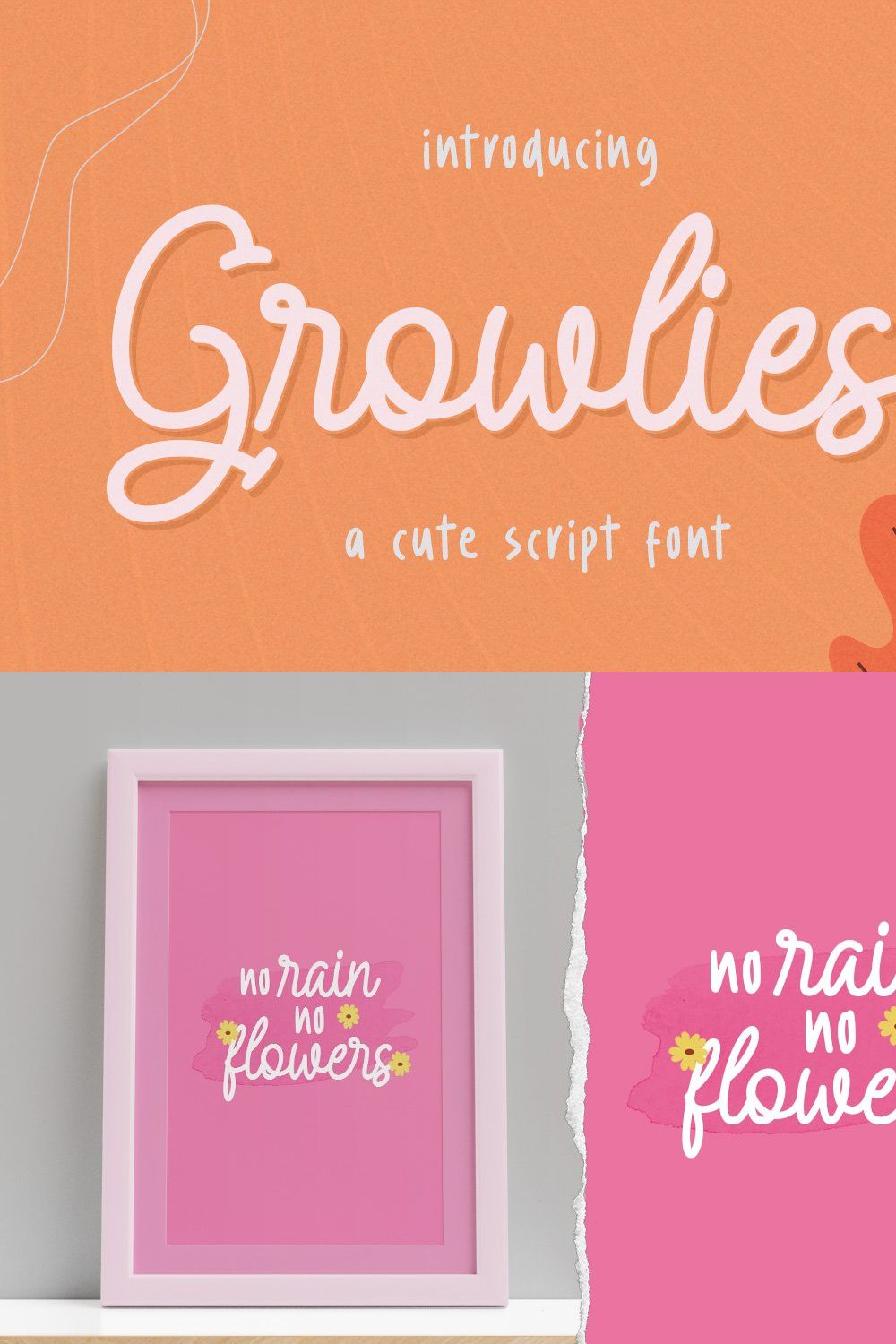 Growlies - Cute Script Font pinterest preview image.