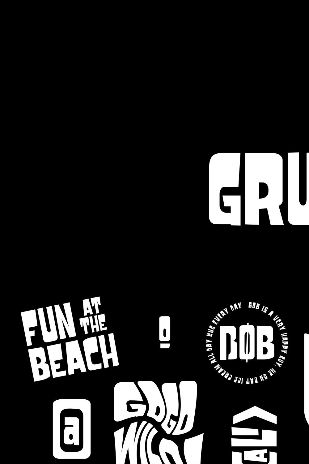 Grub - A playful bold typeface pinterest preview image.