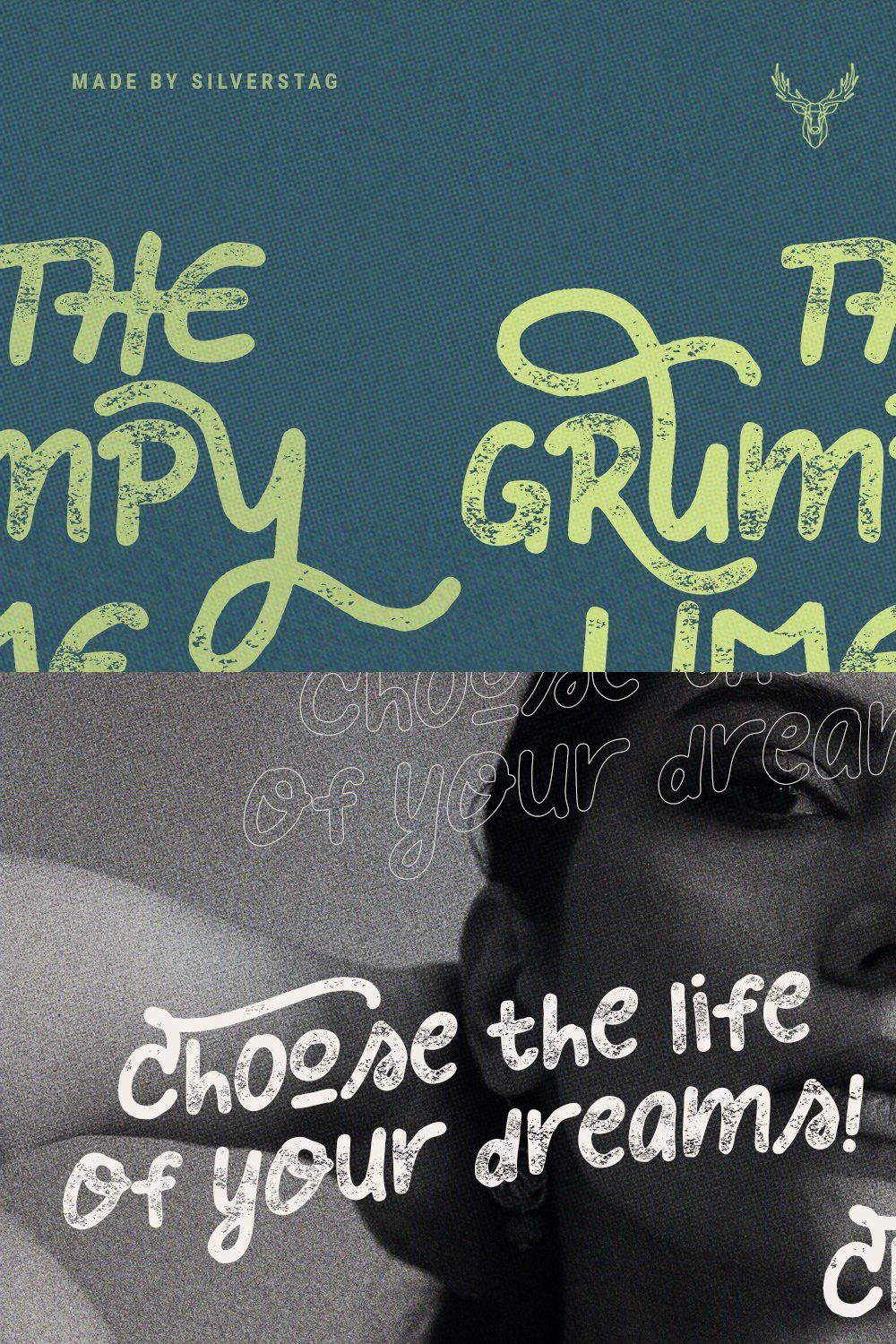 Grumpy Lime - Playful Ligature Font pinterest preview image.