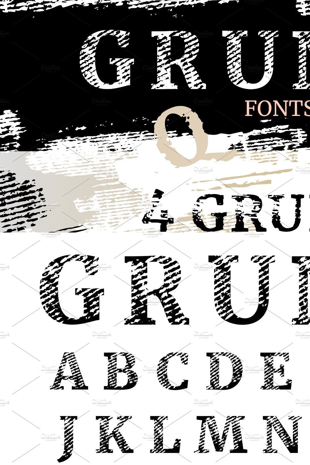 Grunge fonts collection. pinterest preview image.