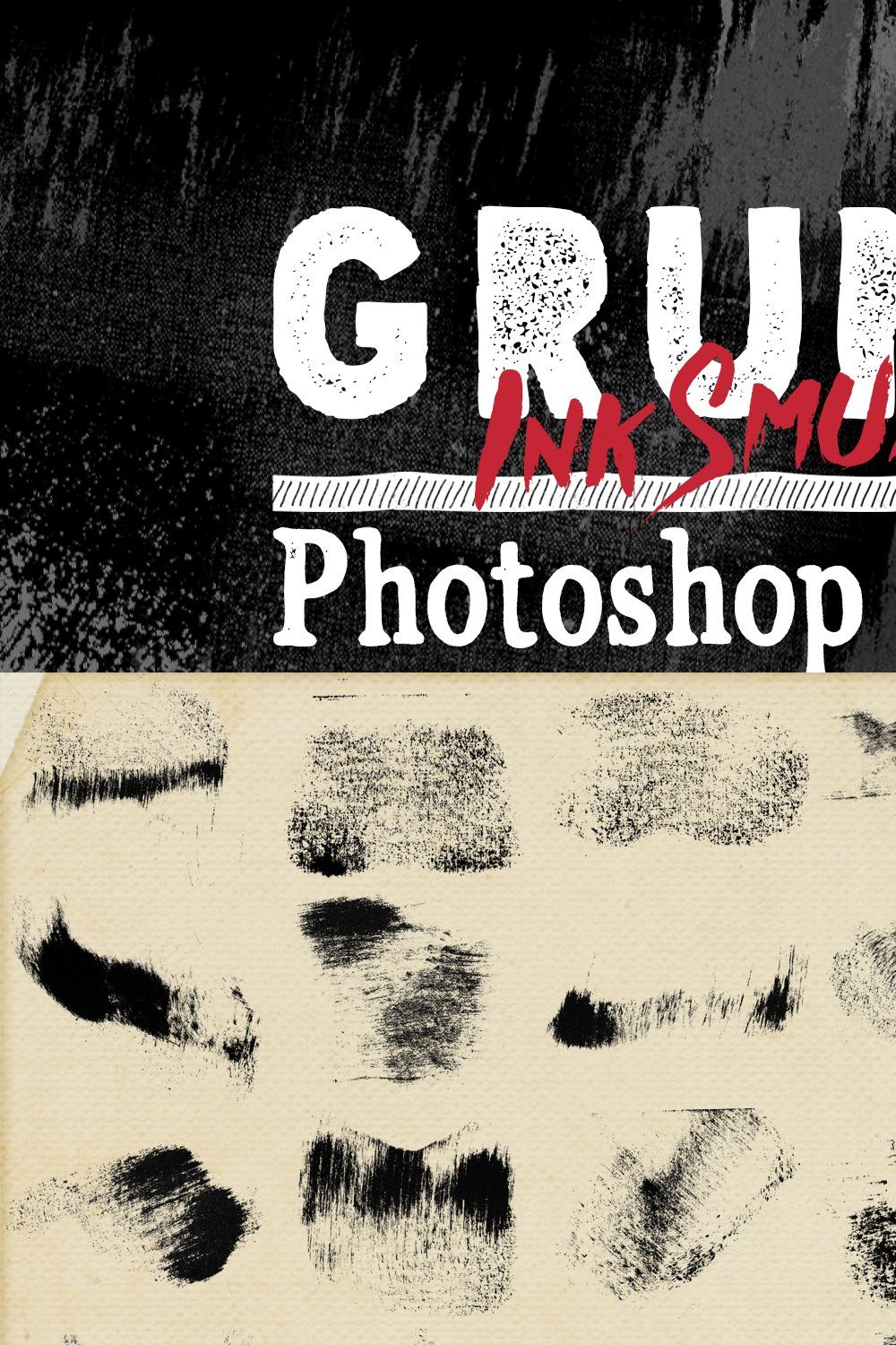 Grunge Ink Photoshop Brushes V4 pinterest preview image.