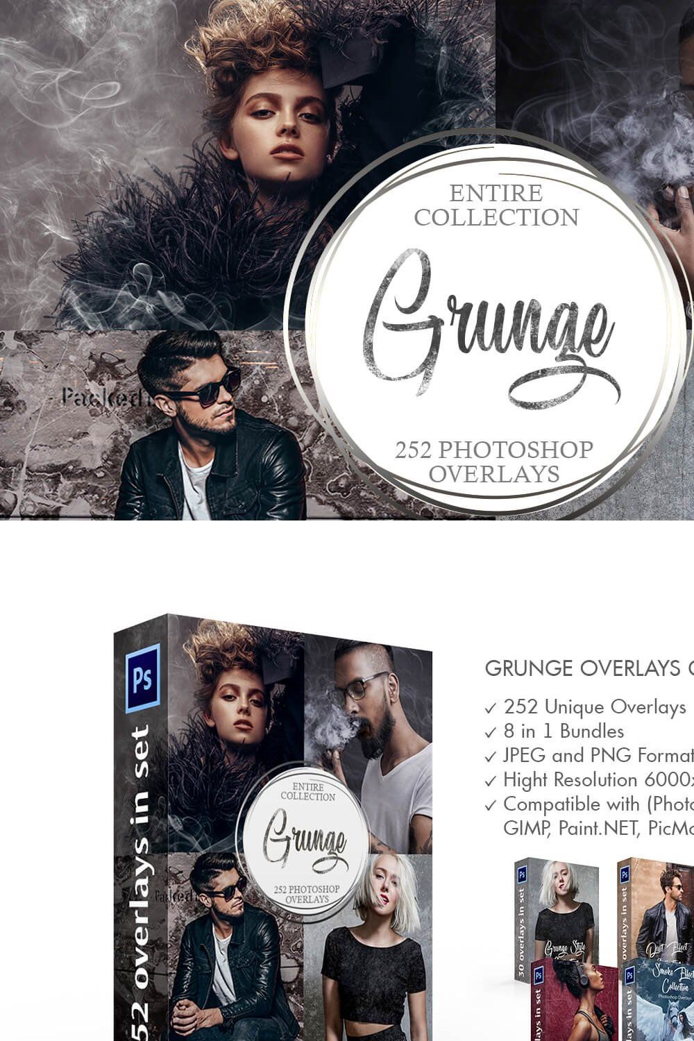 Grunge Overlays Collection pinterest preview image.