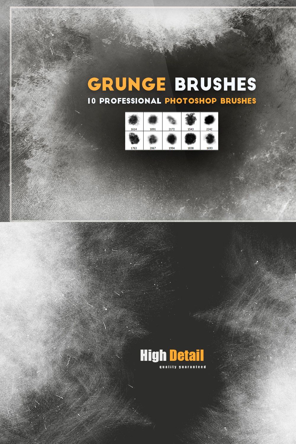 Grunge Photoshop Brushes pinterest preview image.