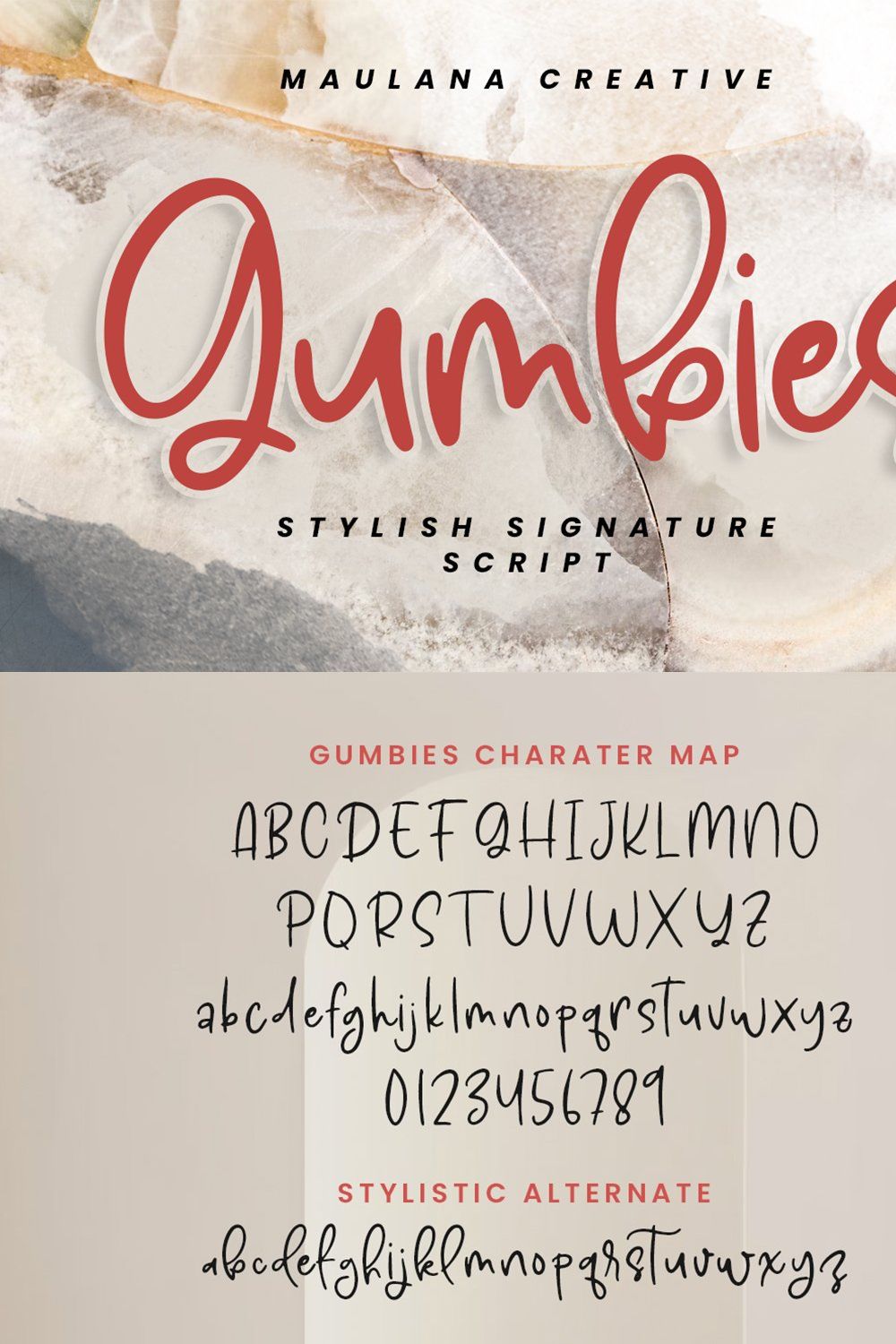 Gumbies Script Font pinterest preview image.