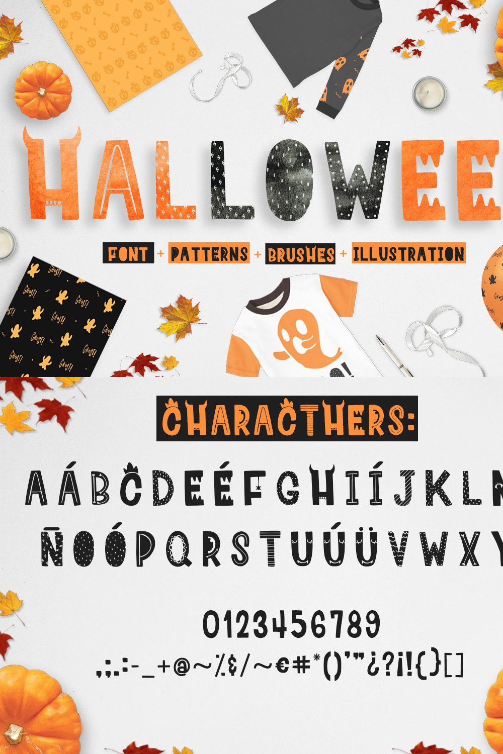Ha-Halloween font + patterns + MORE! pinterest preview image.