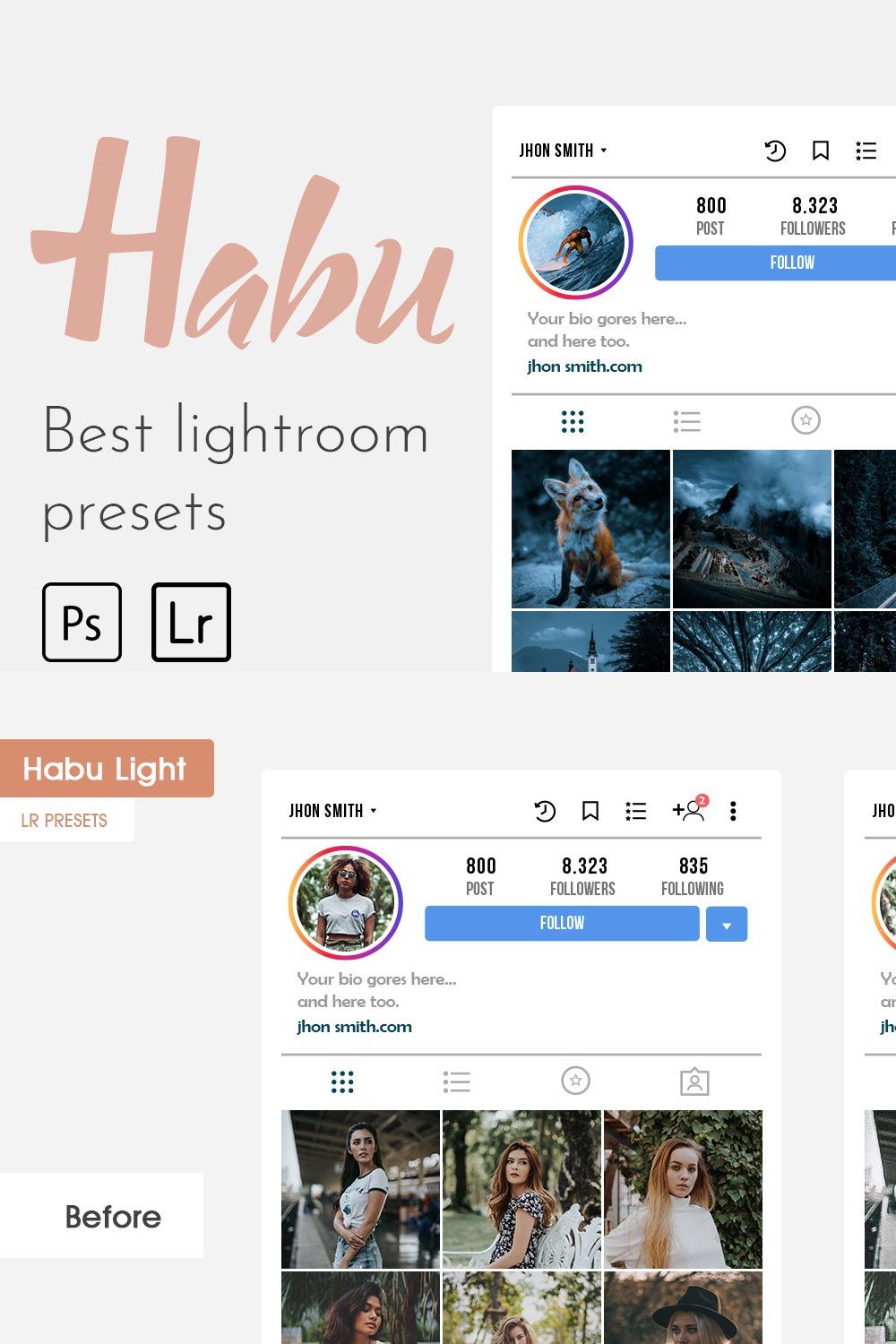 Habu Instagram Lightroom Presets pinterest preview image.