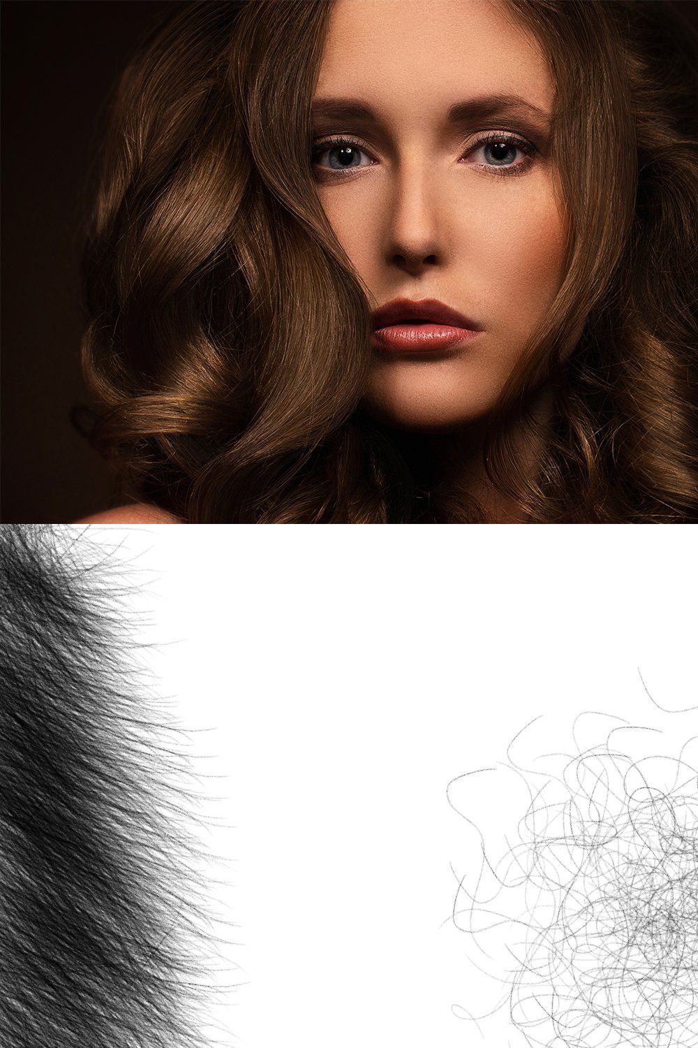 Hair Brushes for Photoshop pinterest preview image.