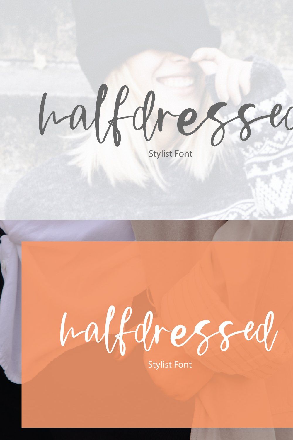 Halfdressed | stylist font pinterest preview image.