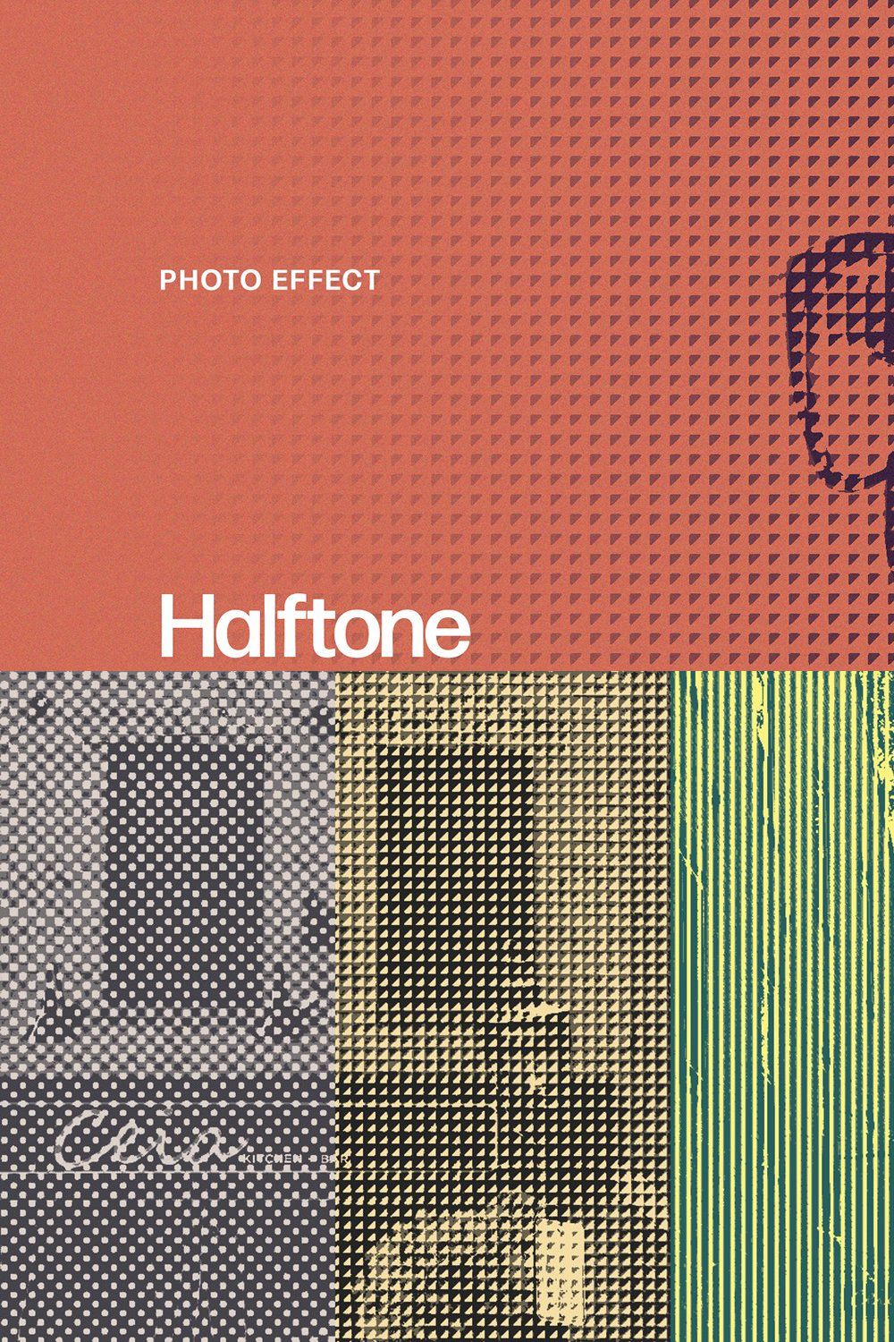 Halftone Pattern Photo Effects pinterest preview image.