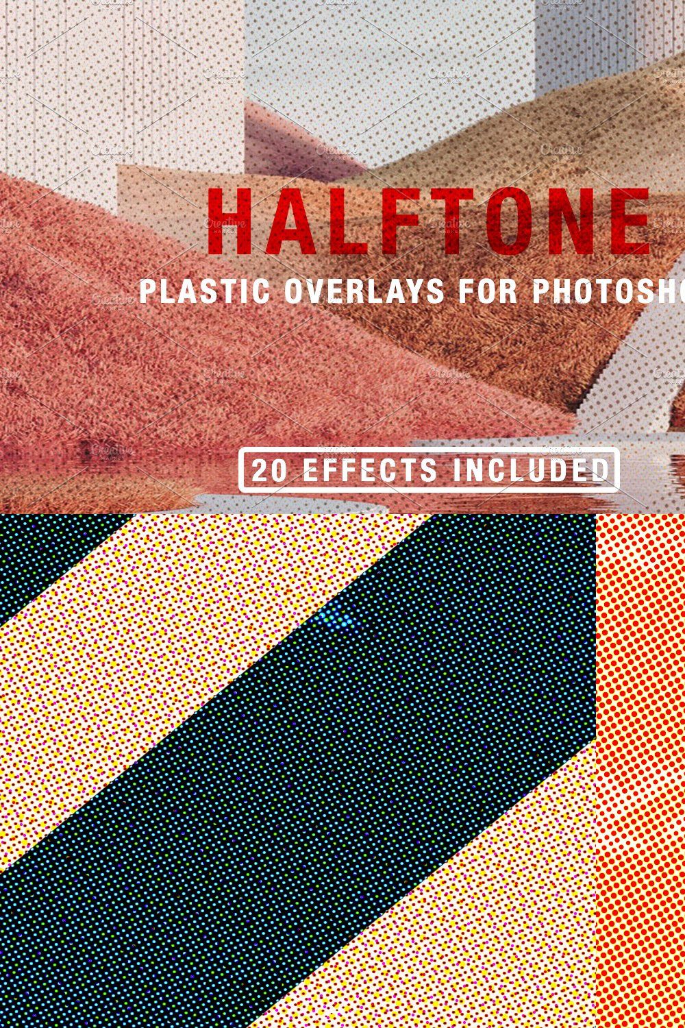 Halftone + Plastic Overlays pinterest preview image.
