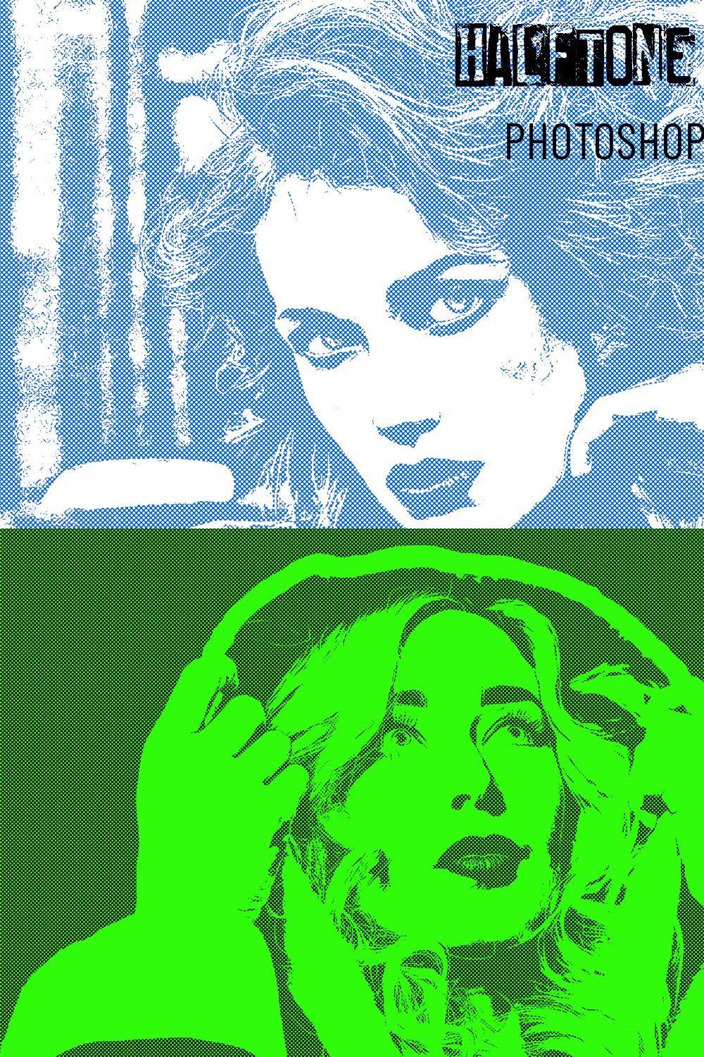 Halftone Strip Photoshop Action pinterest preview image.