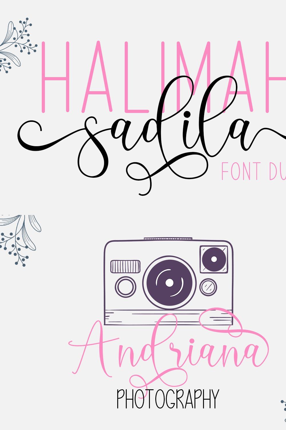 Halimah Sadila Script Font Duo pinterest preview image.