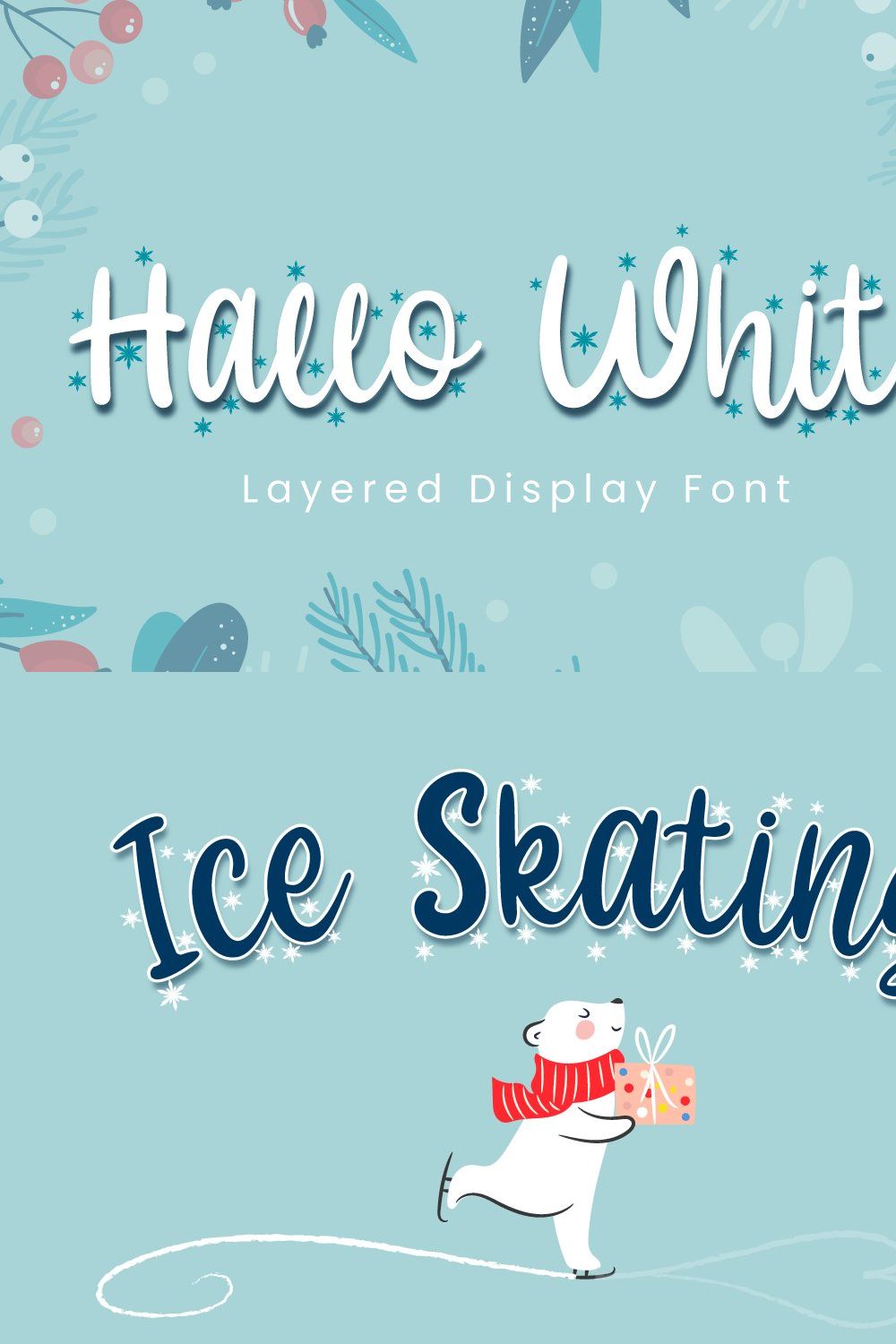 Hallo White - Christmas Font pinterest preview image.