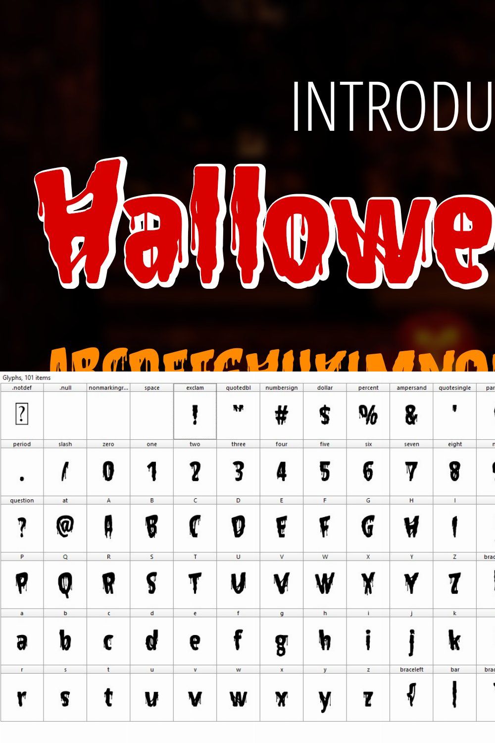 Hallowed Eve Font pinterest preview image.
