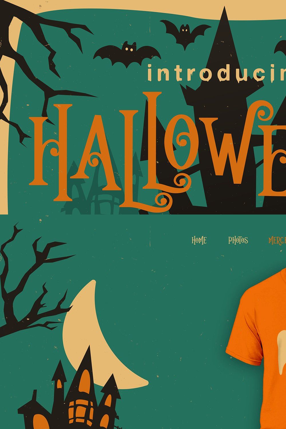 Hallowedon - Scary typeface pinterest preview image.