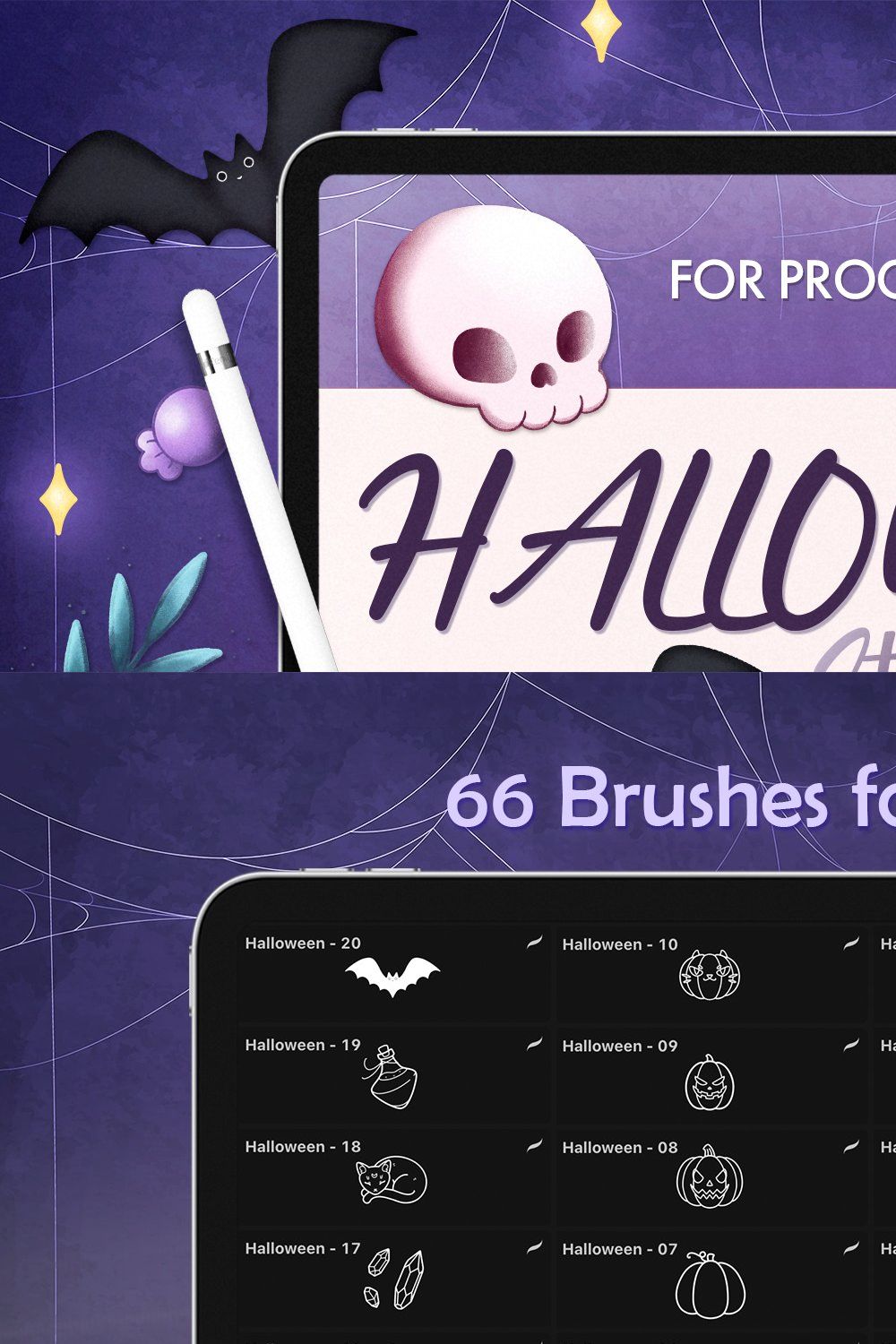 Halloween Brushes Bundle pinterest preview image.
