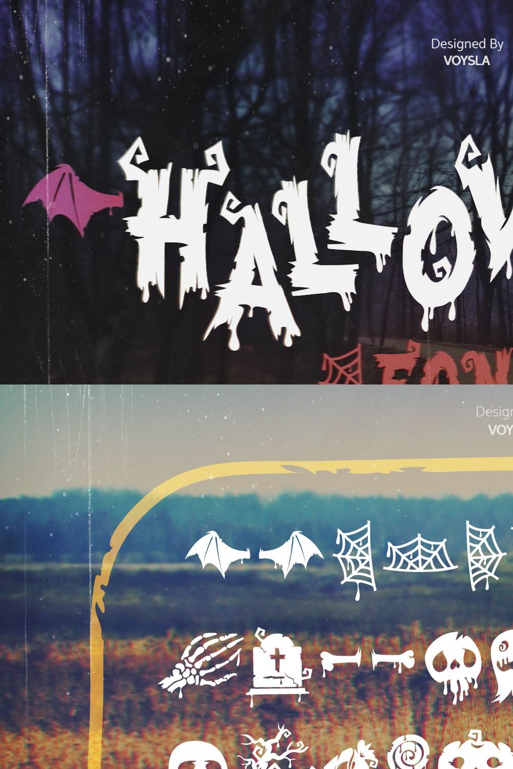 Halloween Display Font with Extras pinterest preview image.