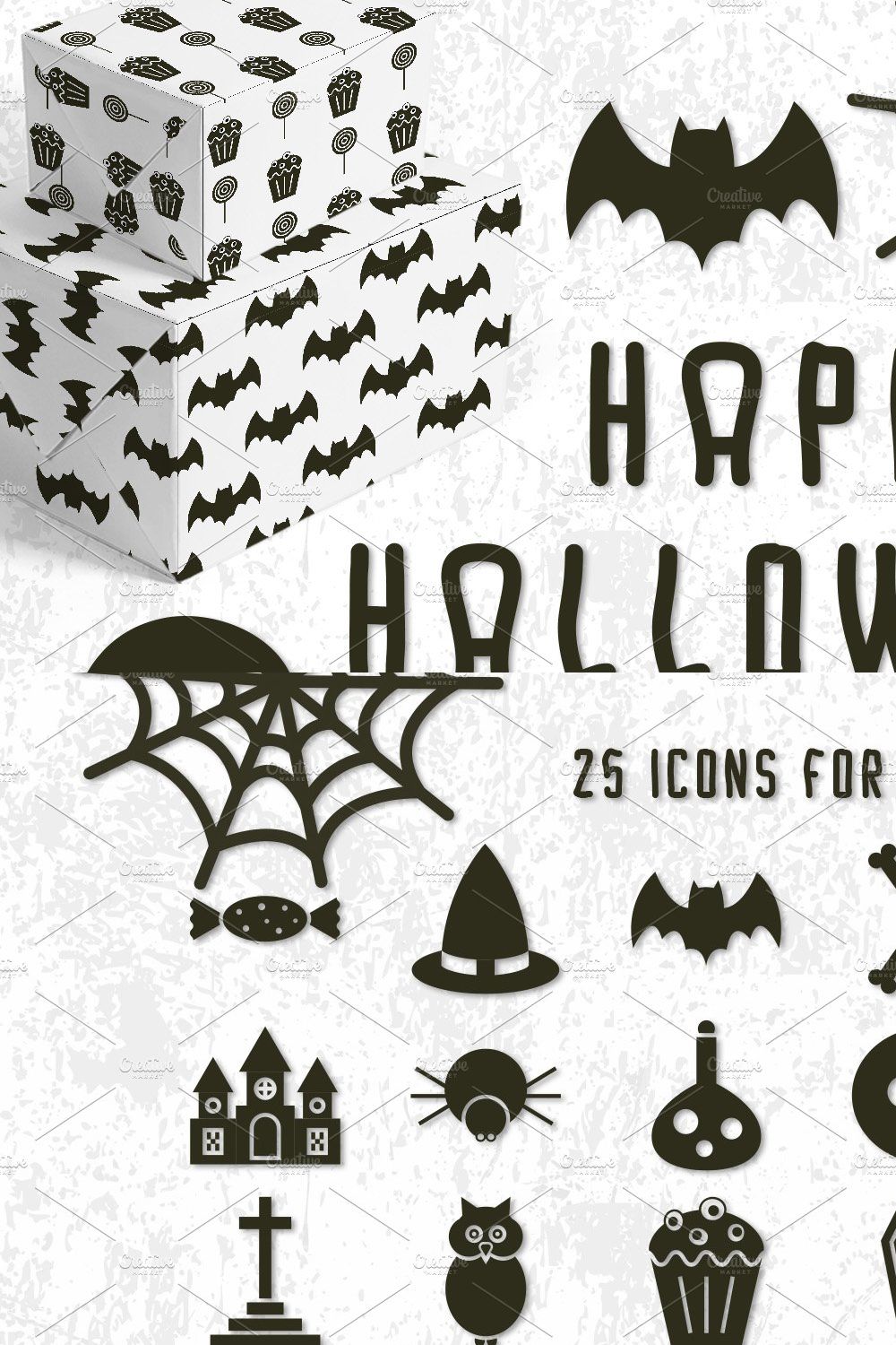 Halloween Font and Graphics Set pinterest preview image.