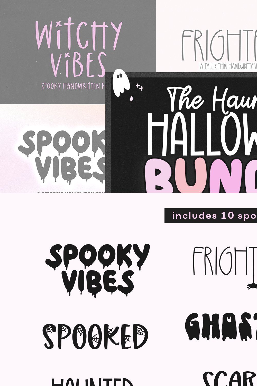 Halloween Font Bundle | Spooky Fonts pinterest preview image.