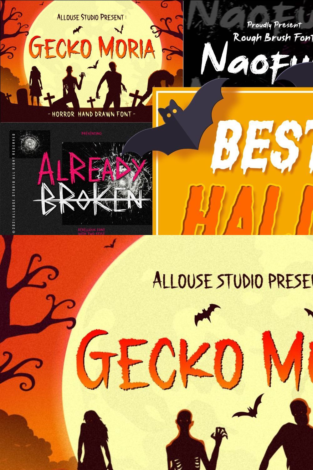 Halloween Font Bundle Vol 1 pinterest preview image.