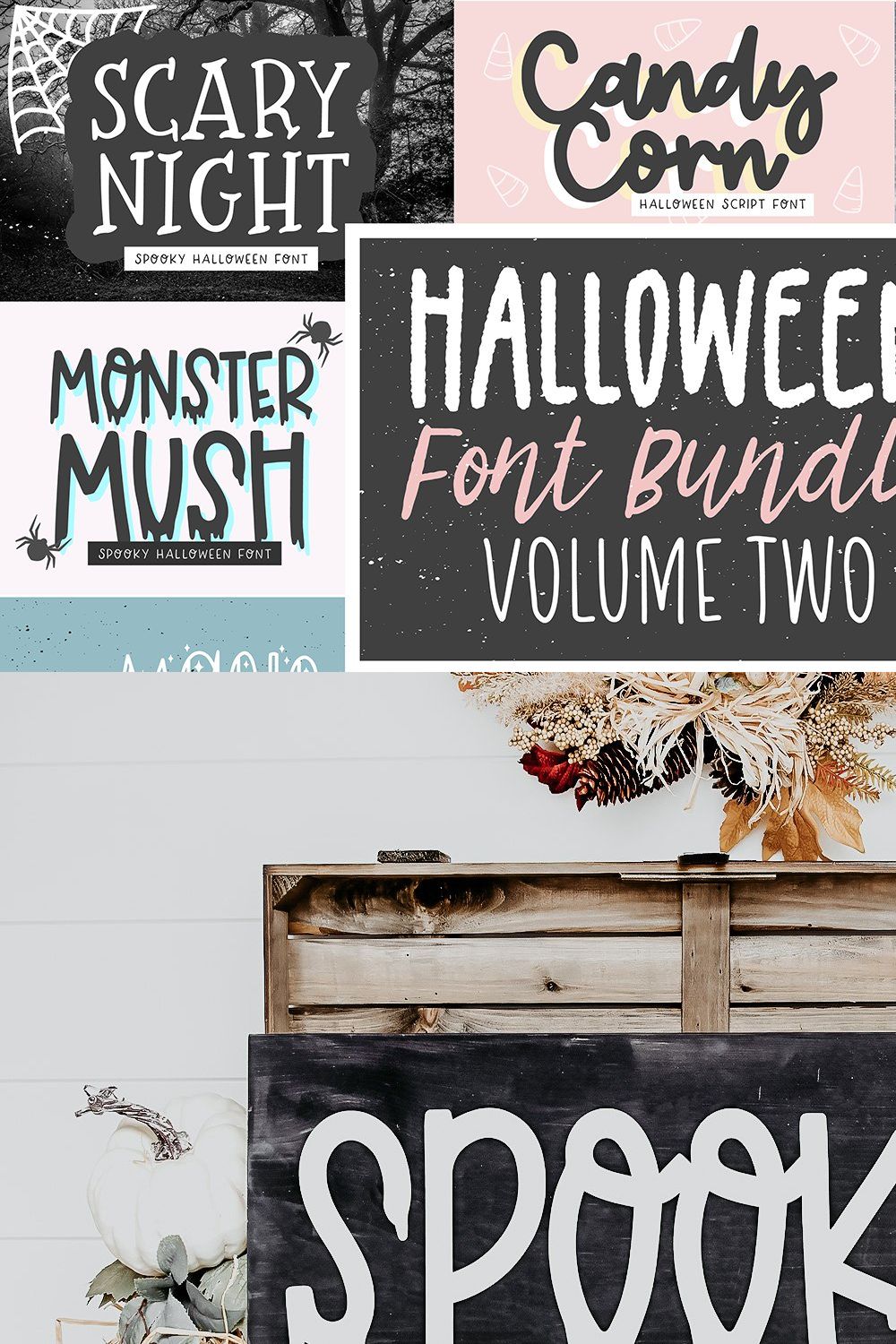 HALLOWEEN FONT BUNDLE Vol. 2 pinterest preview image.