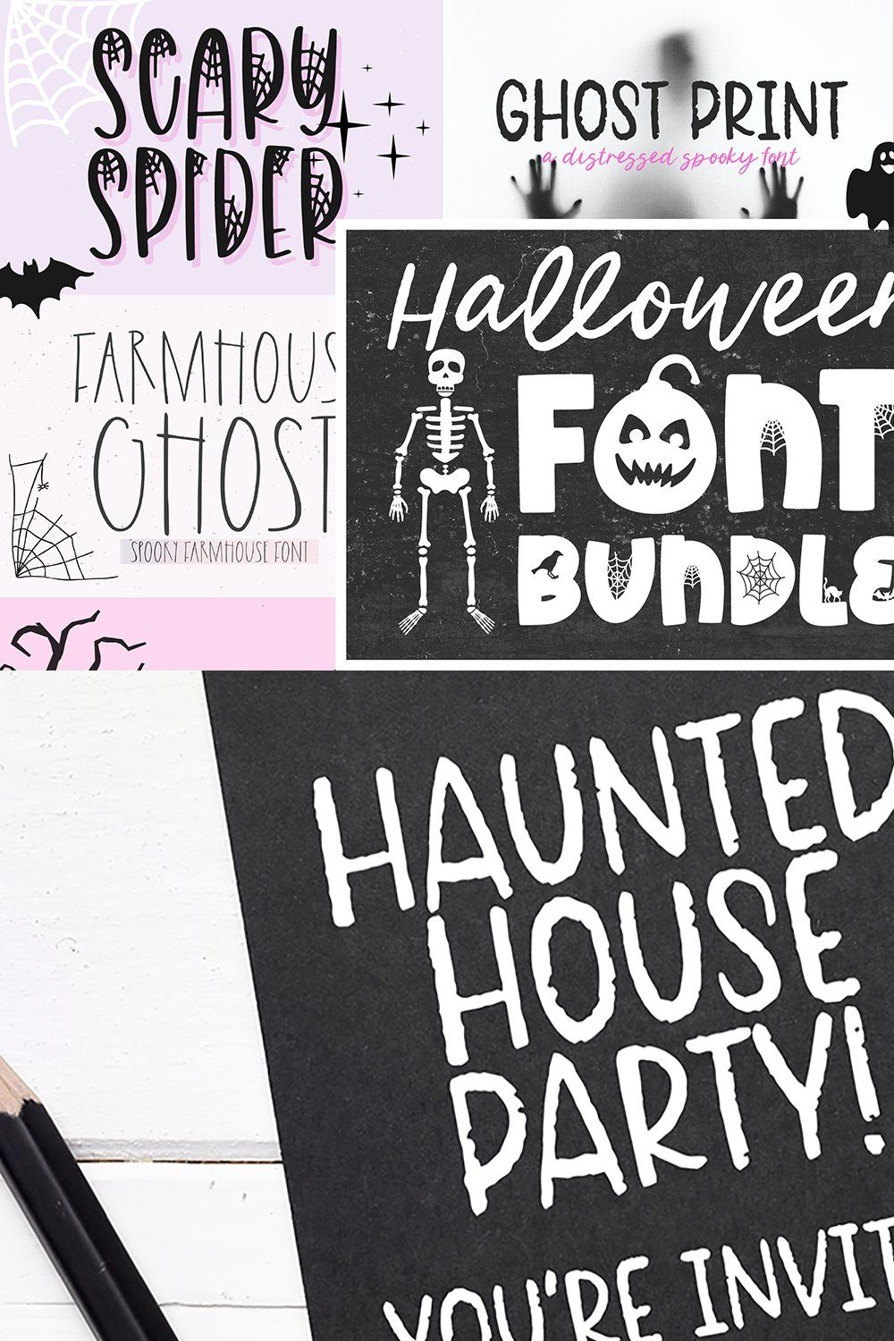 HALLOWEEN FONT BUNDLE VOL. 3 pinterest preview image.