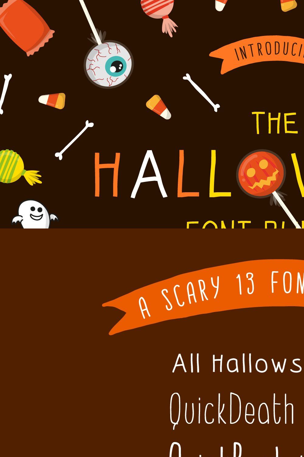 Halloween Font Bundle+FREE Graphics pinterest preview image.