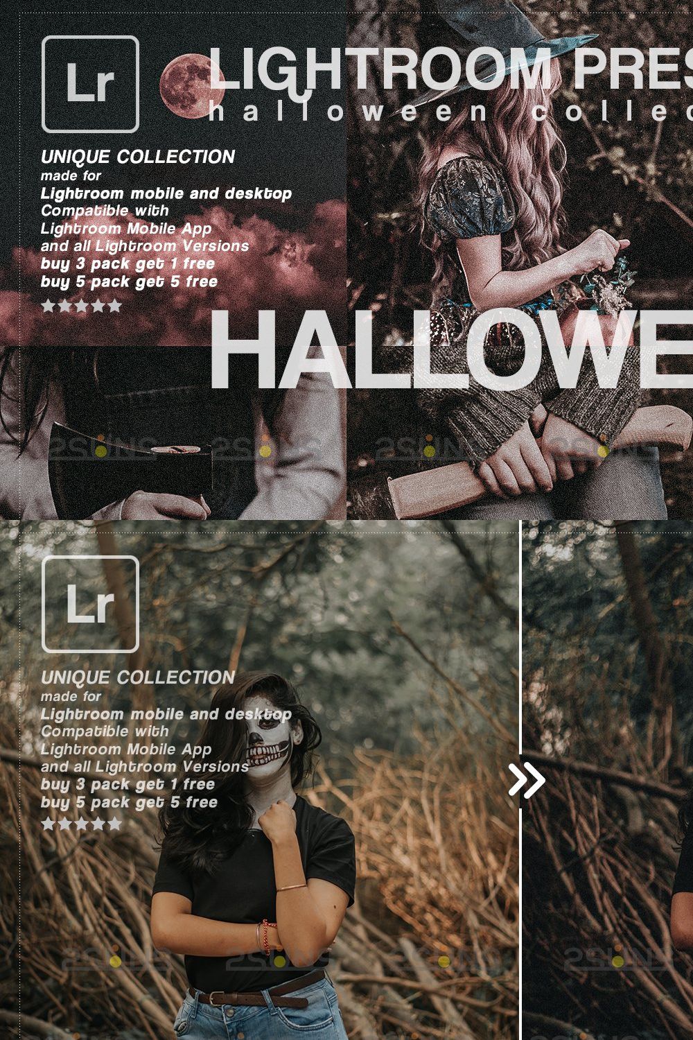 Halloween Lightroom presets pinterest preview image.