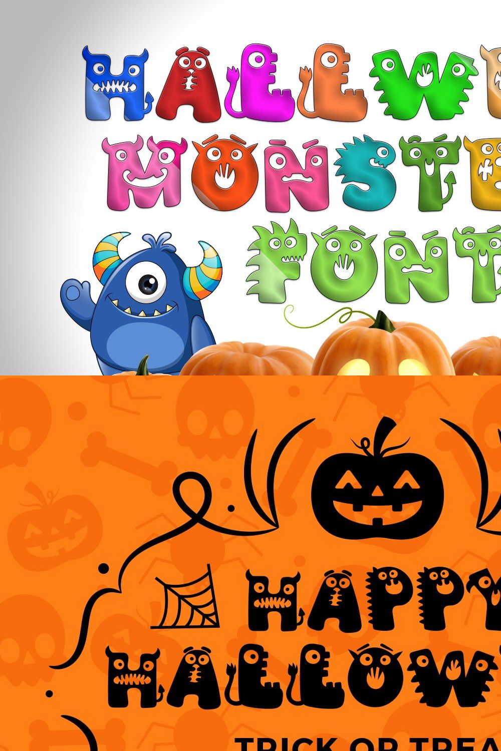 Halloween Monsters Font pinterest preview image.