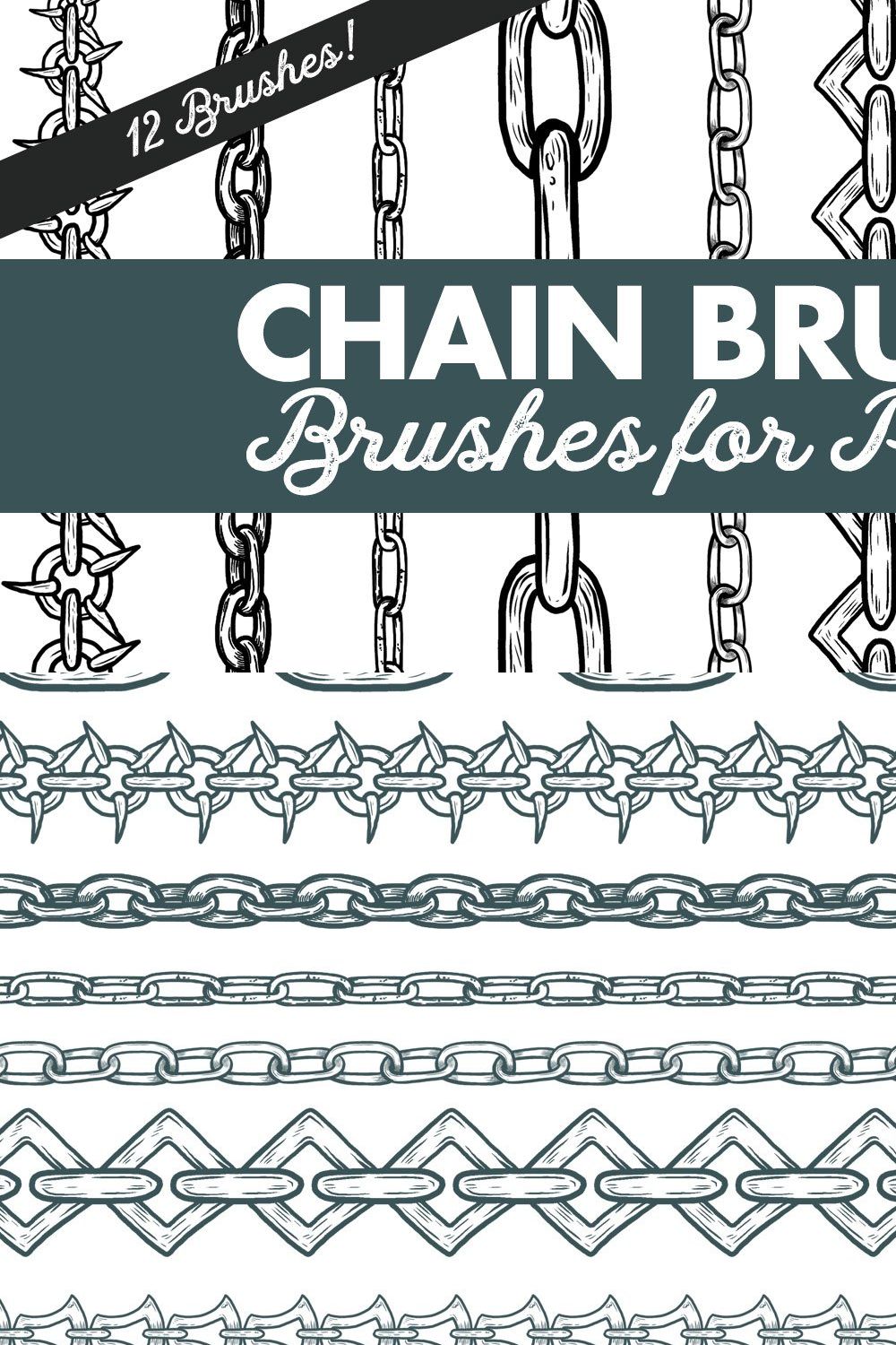 Hand Drawn Chain Photoshop Brushes pinterest preview image.