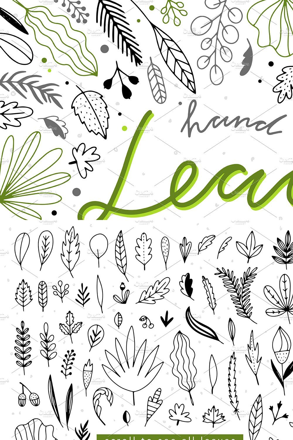 Hand Drawn Leaves pinterest preview image.