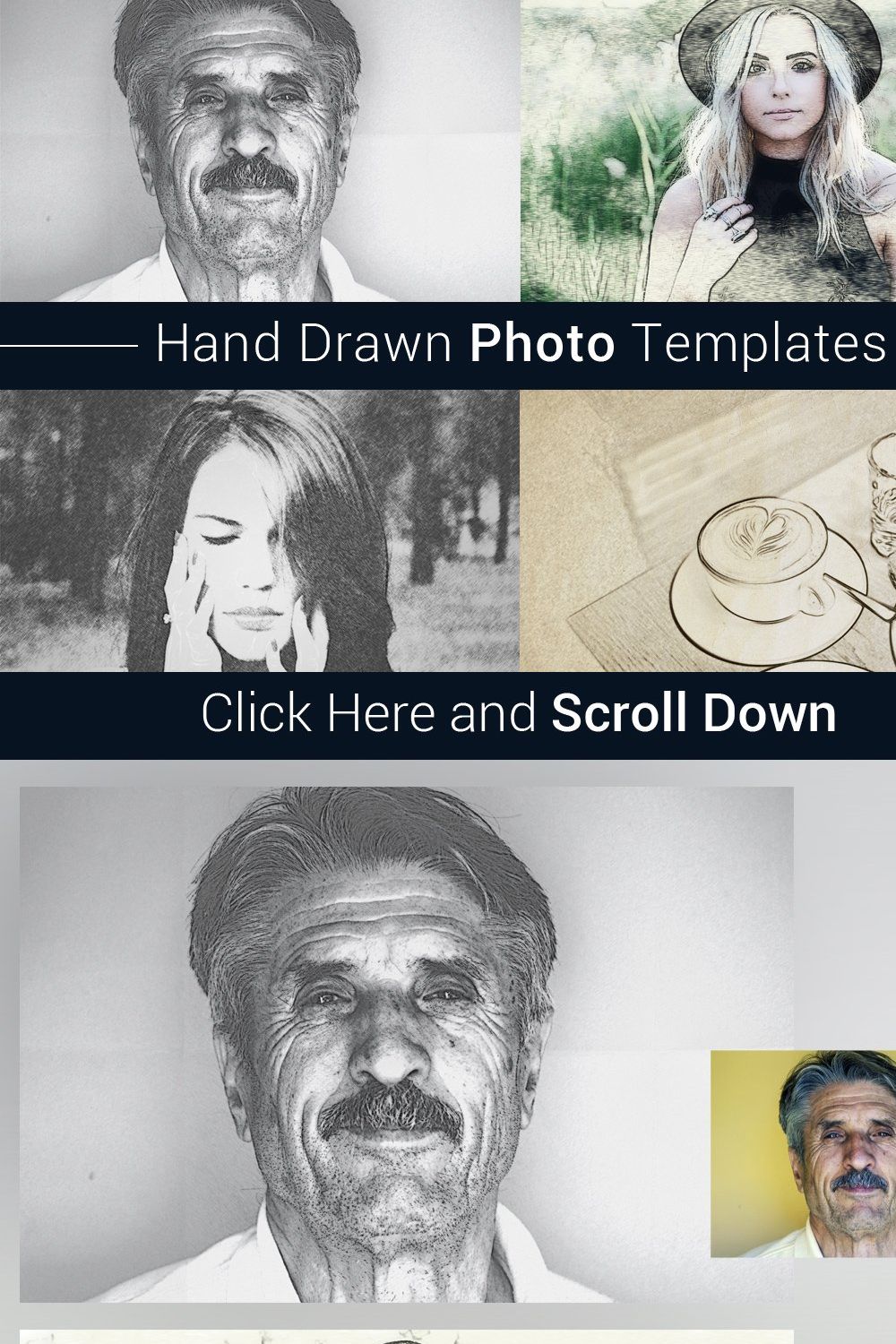 Hand Drawn Photo Template pinterest preview image.