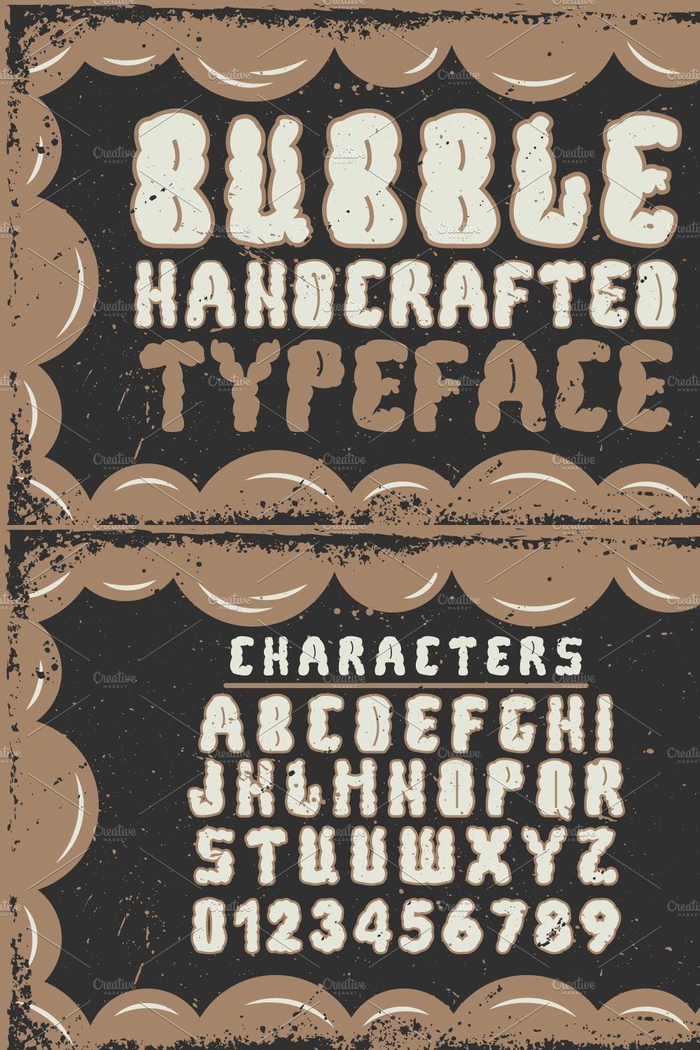 Handcrafted "Bubble" font pinterest preview image.