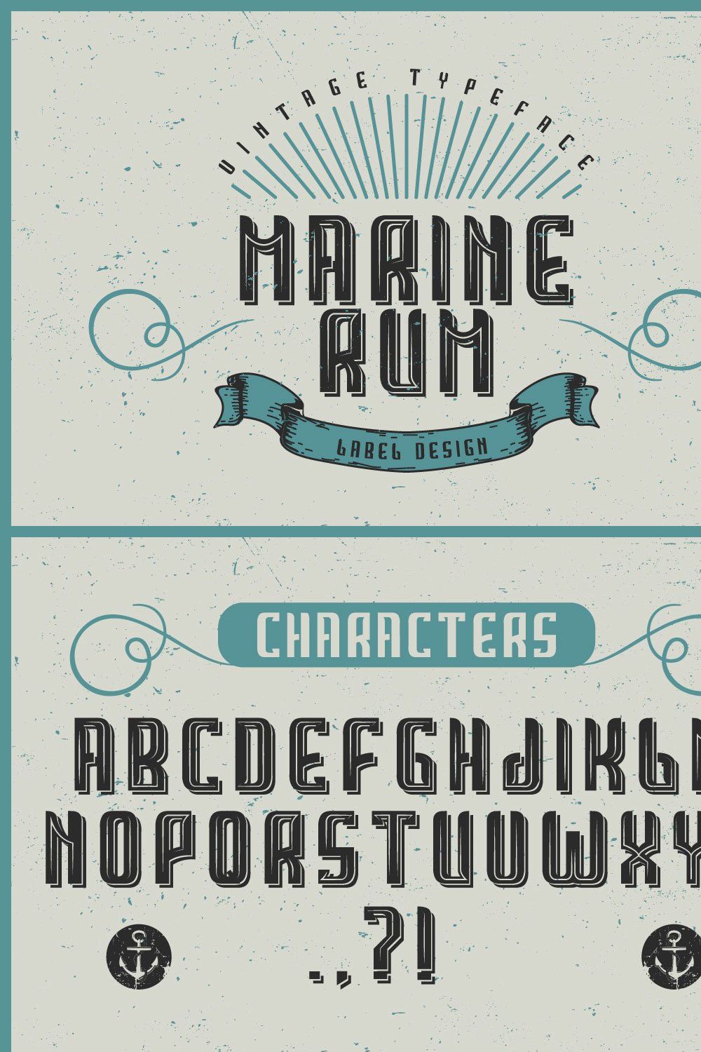Handcrafted Marine Rum ladel font pinterest preview image.