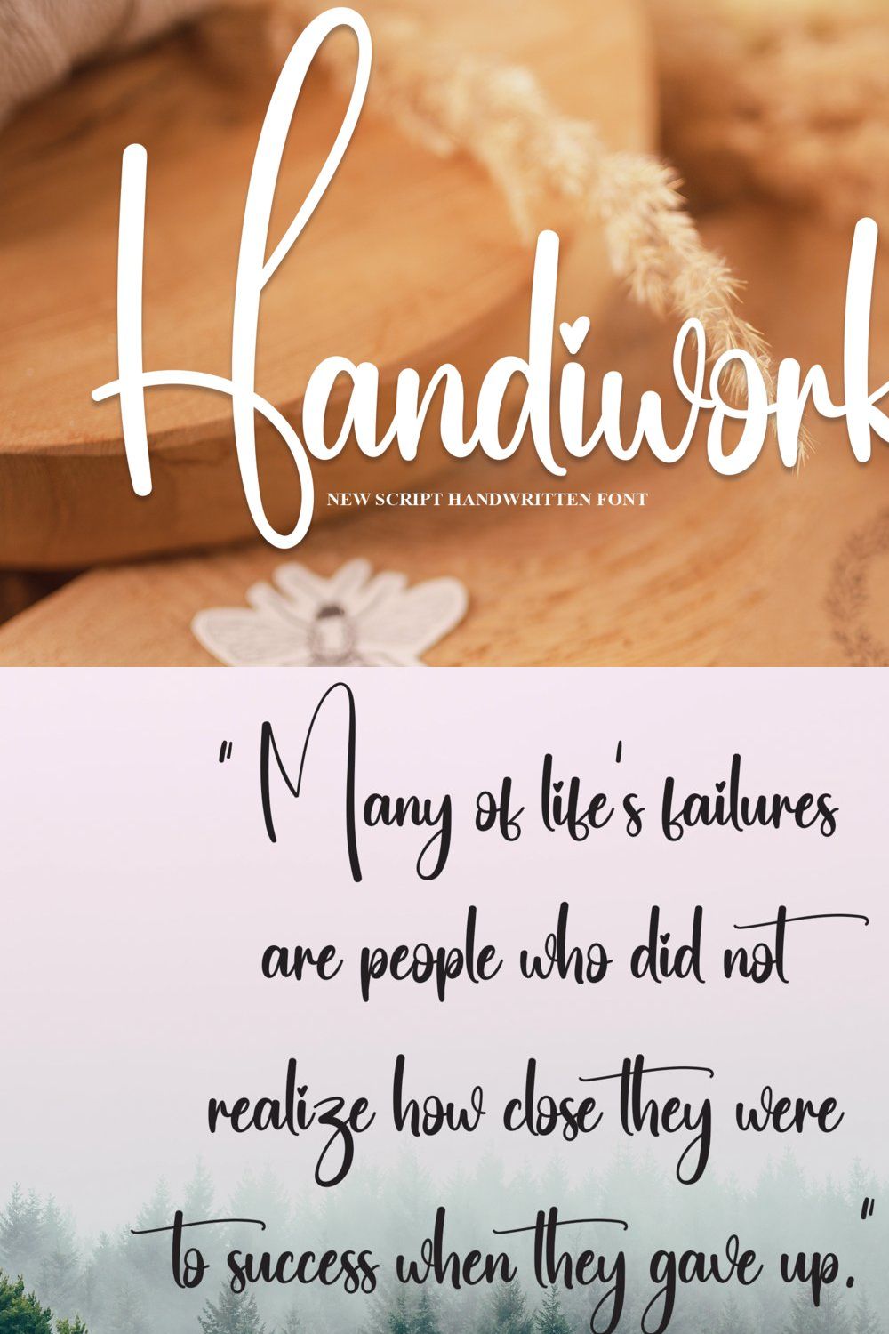 Handiwork | Script Font pinterest preview image.