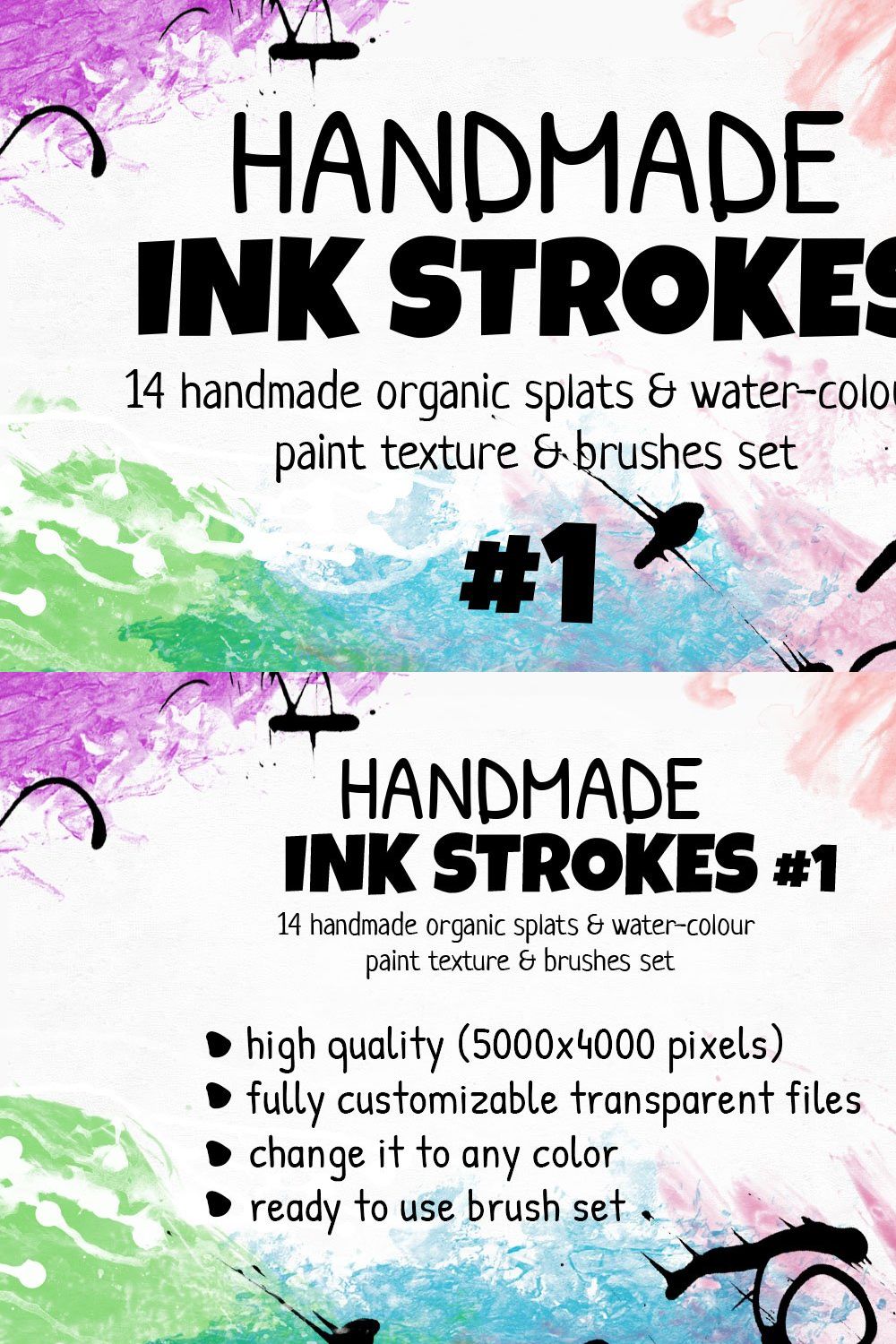 Handmade INK STROKES Pack 14 #1 pinterest preview image.