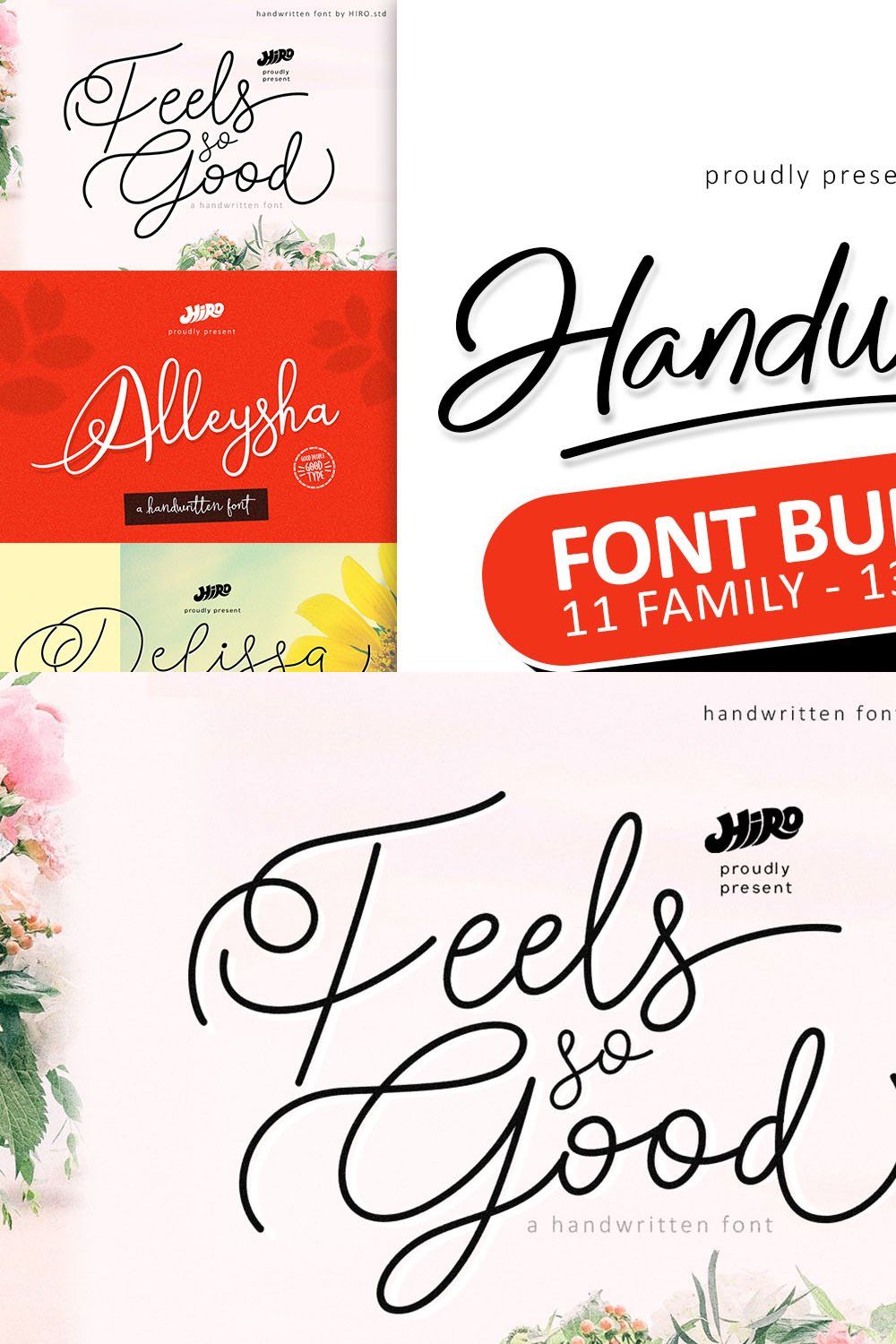 Handwritten Font Bundle pinterest preview image.