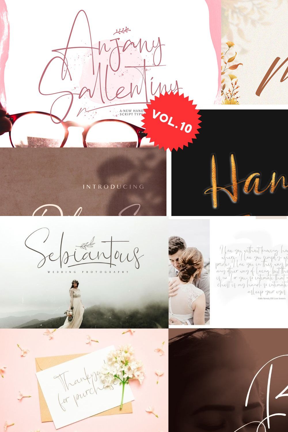 Handwritten Font Bundle Vol 10 pinterest preview image.