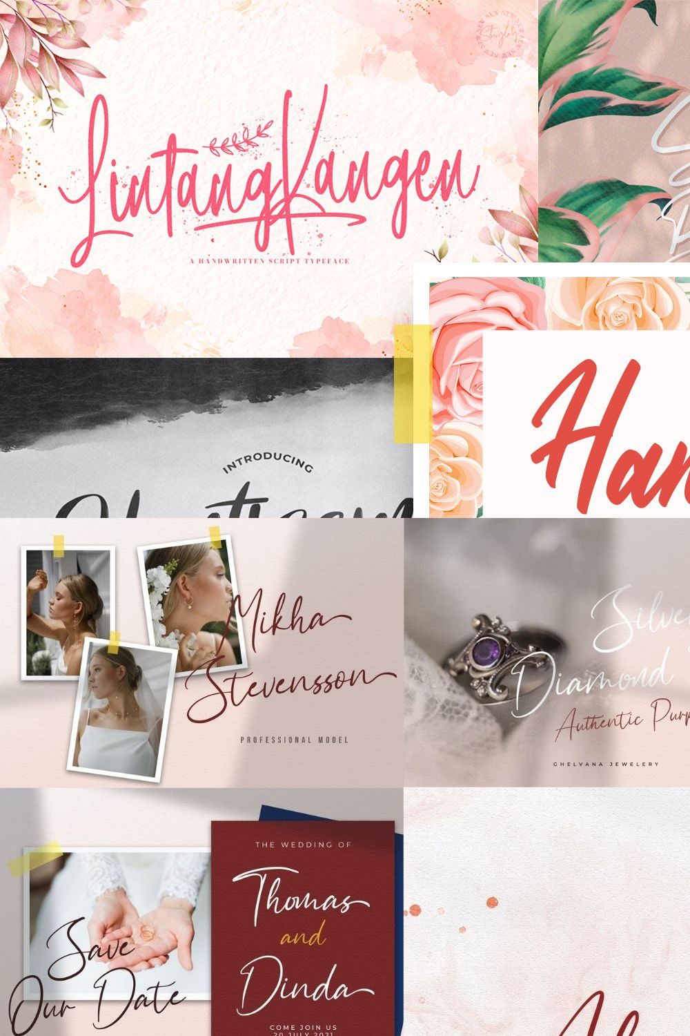 Handwritten Font Bundle Vol 6 pinterest preview image.