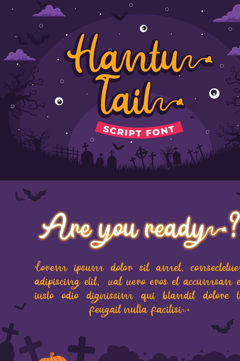 Hantu Tail - Halloween Font pinterest preview image.