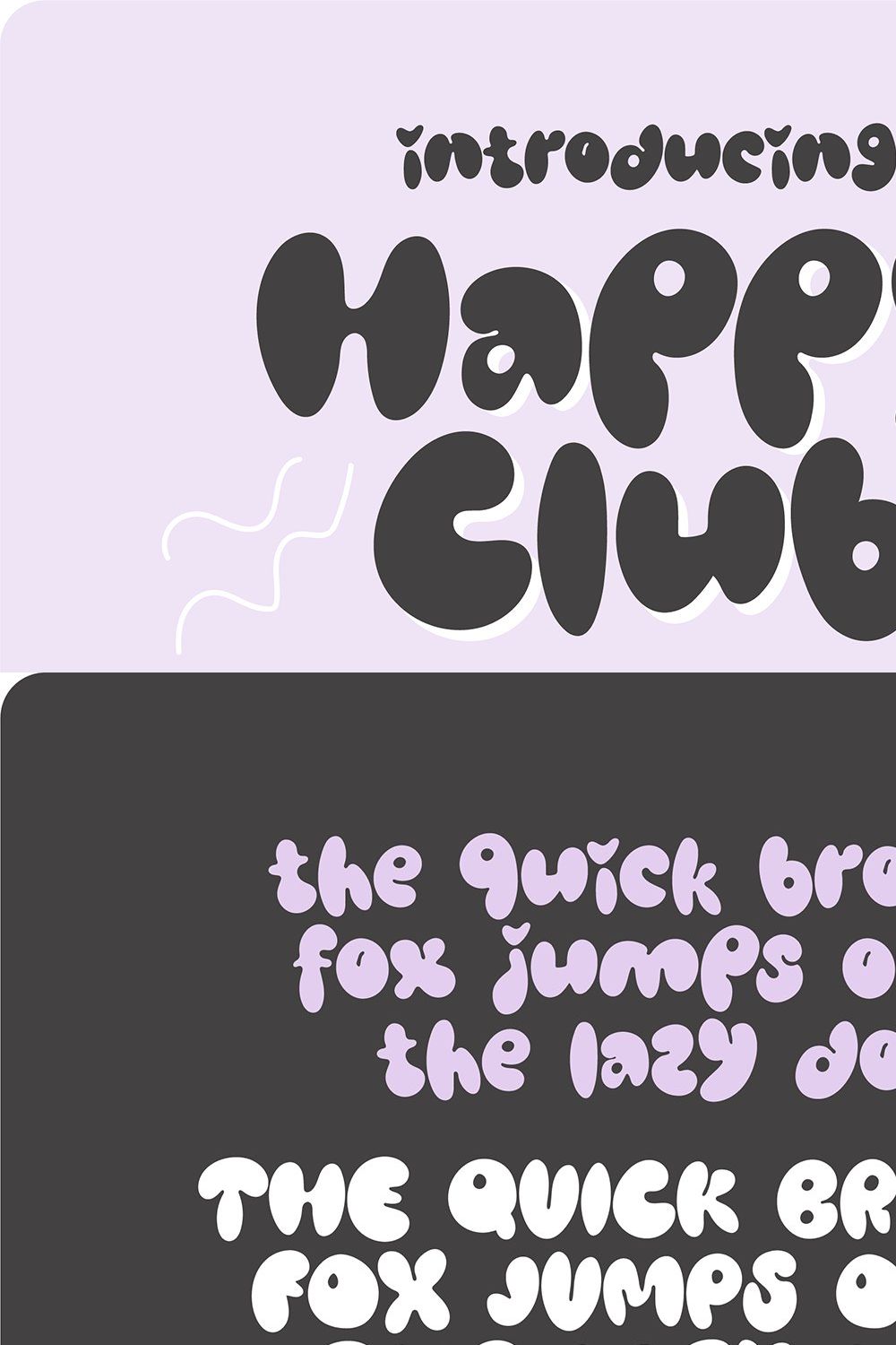 HAPPY CLUB Funky Cute Bubble Font pinterest preview image.